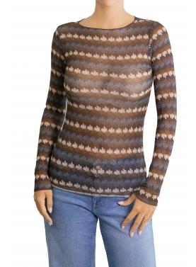 Maglia misto cashmere scollo a barca fantasia 